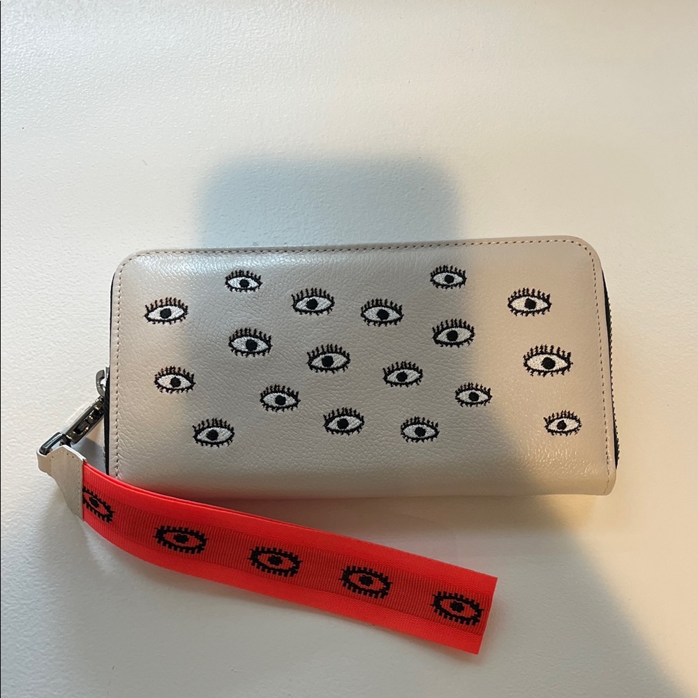 Min & Mon Eye Pattern Wallet with Red Strap